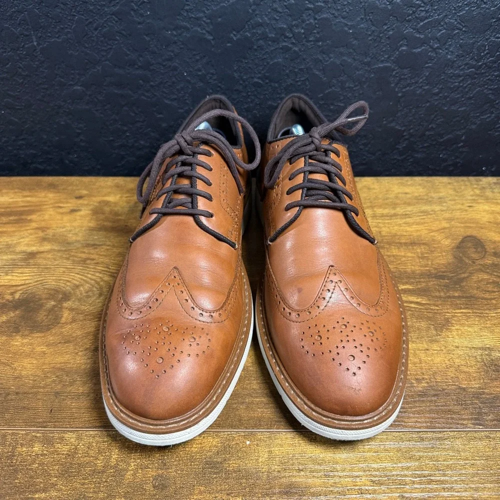 Cole Haan Grand 360 C34120 British Tan Leather Wingtip Oxford Shoes Mens 10M